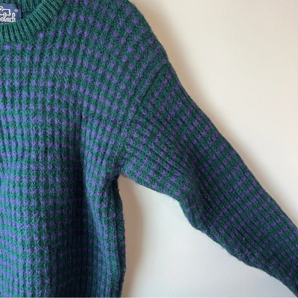 Vtg Woolrich Sweater Sz Medium 60s Knit Teal/Purple Wool